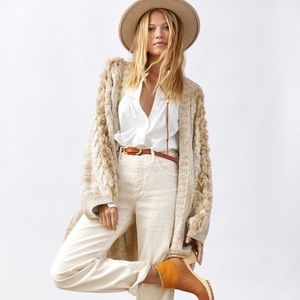 NWT Anthropologie Beige BraidedSleeve Cardigan O/S